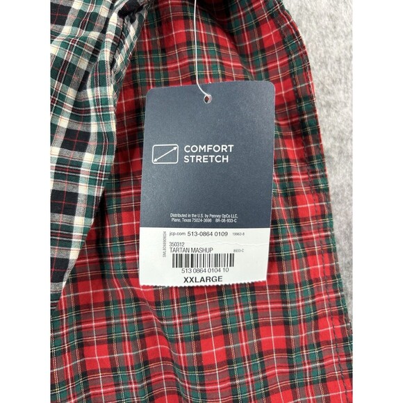 ST JOHNS BAY 2XL Color Block Plaid Patchwork Long Sleeve Button Retro - Picture 8 of 8